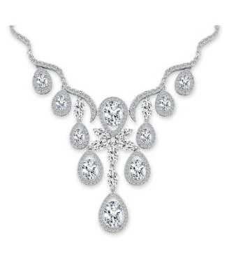 Bling Jewelry Prom Holiday Party Large Multi Teardrop Pear Shape Cubic Zirconia Cz V Collar Statement Bib Necklace For Women