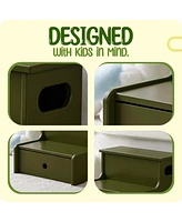 Kings Brand Furniture Wooden Toddler Step Stool for Kids with Storage Bedroom, Bathroom & Kitchen