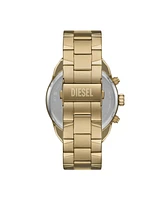 Diesel Men's Spiked Quartz Chronograph Gold Stainless Steel Watch, 49mm