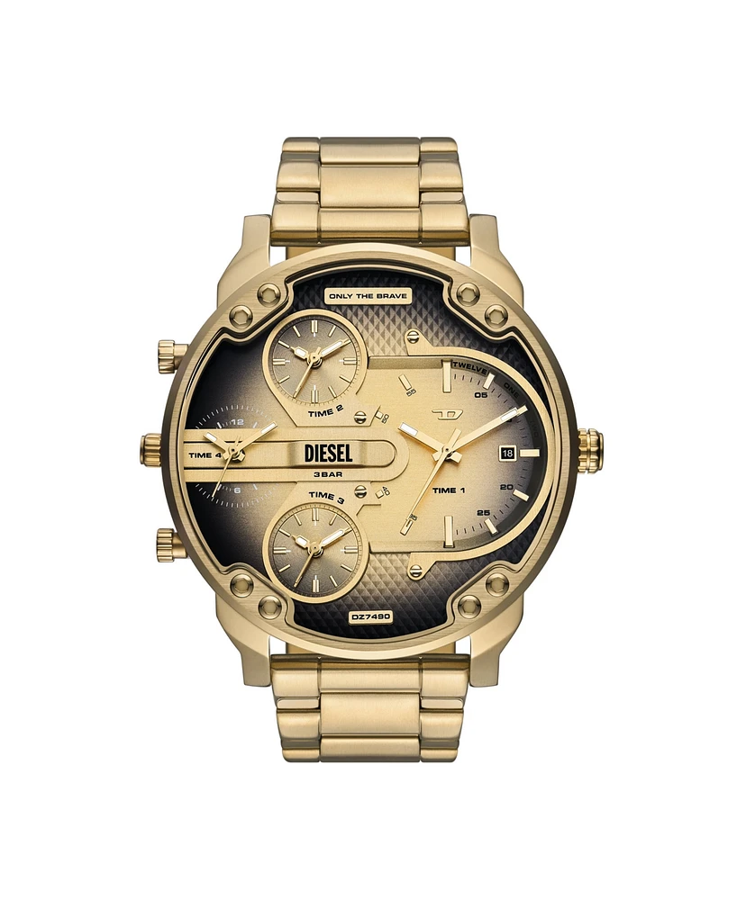Diesel Men's Mr. Daddy Slim Quartz Three-Hand Date Gold Stainless Steel Watch, 54mm