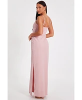 Quiz Women's Scuba Crepe Maxi Dress with 3D Applique Detail
