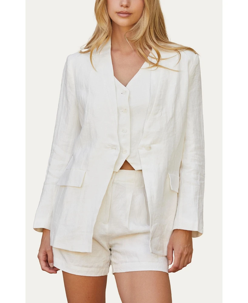 Crescent Women's Zoey Collarless Linen Blazer