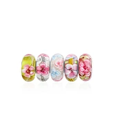 Bling Jewelry Mixed Set of 5 Sterling Silver Core Murano Glass Charm Beads Bracelets