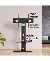 ProMounts Premium Swivel Tv Stand Mount for 37”-72” Screens with Shelving, Holds up to 110 Lbs
