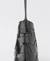 Mango Women's Braided Leather Shoulder Bag