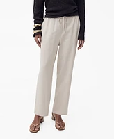 Mango Women's Elastic Waist Flowy Trouser Pants