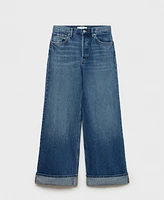 Mango Women's Turned-Up Hem Wide Leg Jeans