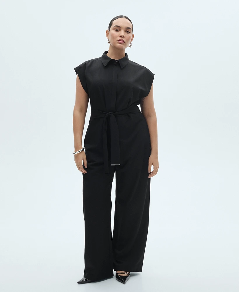 Mango Women's Straight-Fit Belt Jumpsuit
