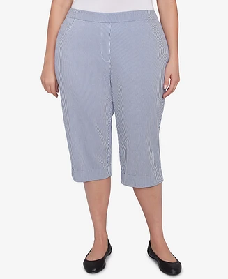Alfred Dunner Plus Land of The Free Striped Clamdigger Pants