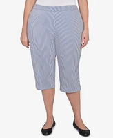 Alfred Dunner Plus Land of The Free Striped Clamdigger Pants