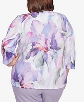 Alfred Dunner Plus Crystal Springs Dramatic Flower Top