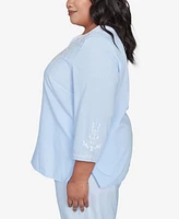 Alfred Dunner Plus St. Thomas Embroidered Sky Blue Top