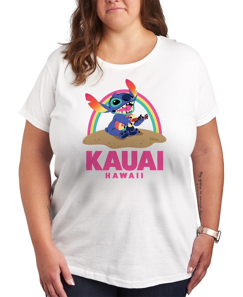 Hybrid Apparel Plus Lilo Stitch Kauai Hawaii Graphic T-Shirt