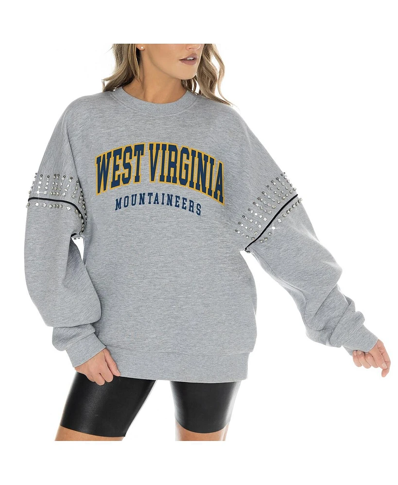 Gameday Couture Women's Heather Gray West Virginia Mountaineers Competitive Edge Oversized Fleece Pullover Sweatshirt