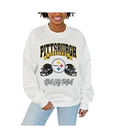 Gameday Couture Women's White Pittsburgh Steelers Passing Time Pullover Sweatshirt