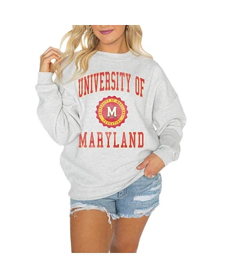Gameday Couture Women's Steel Maryland Terrapins Good Vibes Premium Fleece Drop Shoulder Pullover Sweatshirt