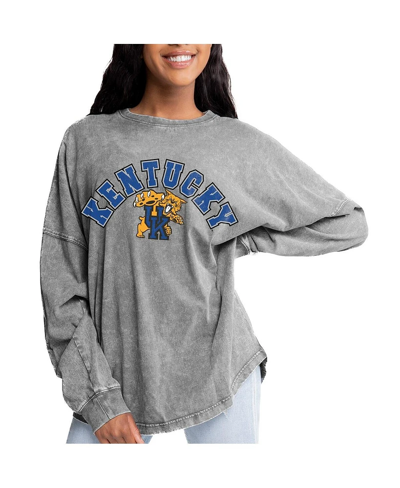 Gameday Couture Women's Gray Kentucky Wildcats Faded Wash Pullover Sweatshirt