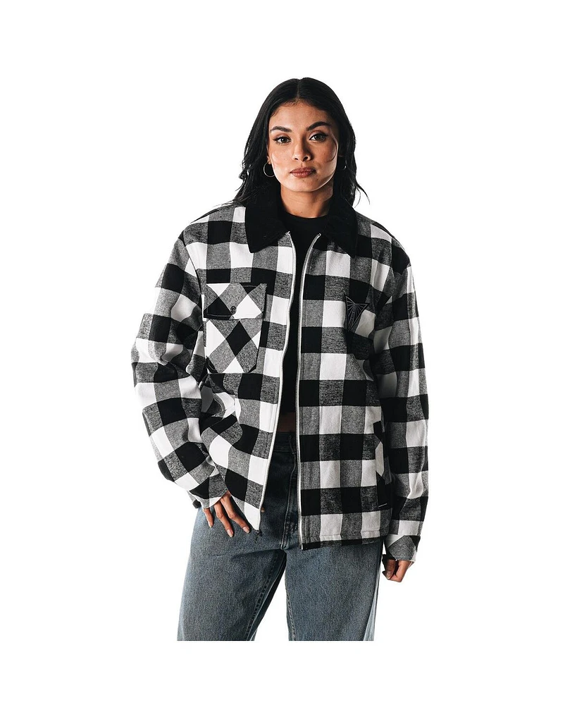The Wild Collective Men's and Women's Black/White Golden State Valkyries Flannel Full-Zip Shacket