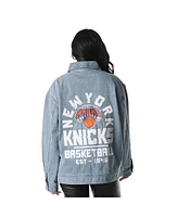 The Wild Collective Men's and Women's Blue New York Knicks Coaches Full-Zip Denim Jacket