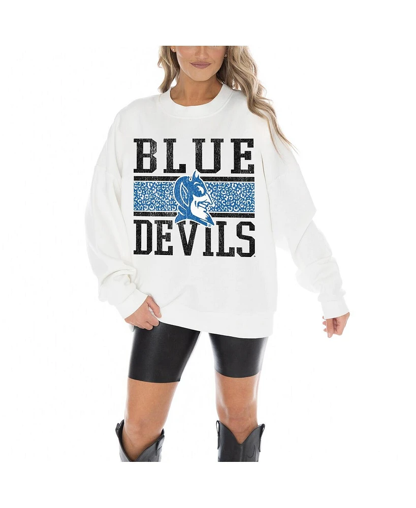 Gameday Couture Women's White Duke Blue Devils Fair Catch Pullover Sweatshirt