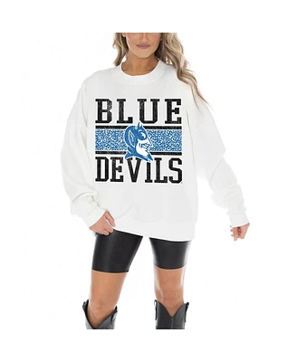 Gameday Couture Women's White Duke Blue Devils Fair Catch Pullover Sweatshirt