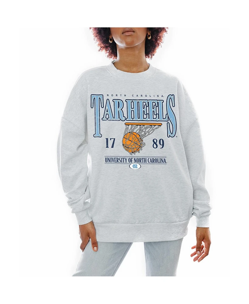 Gameday Couture Women's Gray North Carolina Tar Heels Basketball Premium Fleece Drop Pullover Sweatshirt