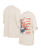New Era Men's Cream Detroit Tigers Cooperstown Collection Oversized Throwback Distressed T-Shirt