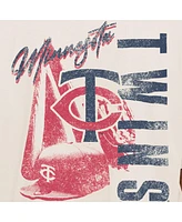 New Era Men's Cream Minnesota Twins Cooperstown Collection Oversized Throwback Distressed T-Shirt