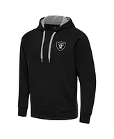 Antigua Men's Black Las Vegas Raiders Brushed Carbon Victory Pullover Hoodie