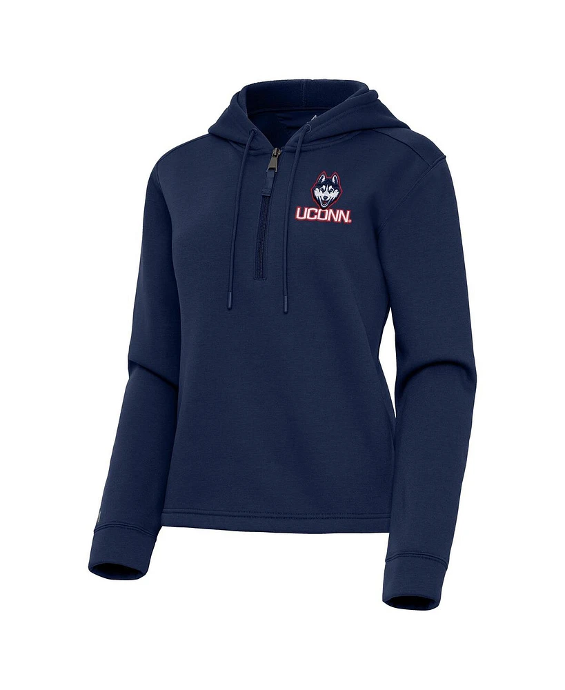 Antigua Women's Navy UConn Huskies Contemporary Quarter-Zip Hoodie