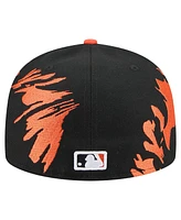 New Era Men's Black/Orange Baltimore Orioles Retro Pattern 59FIFTY Fitted Hat
