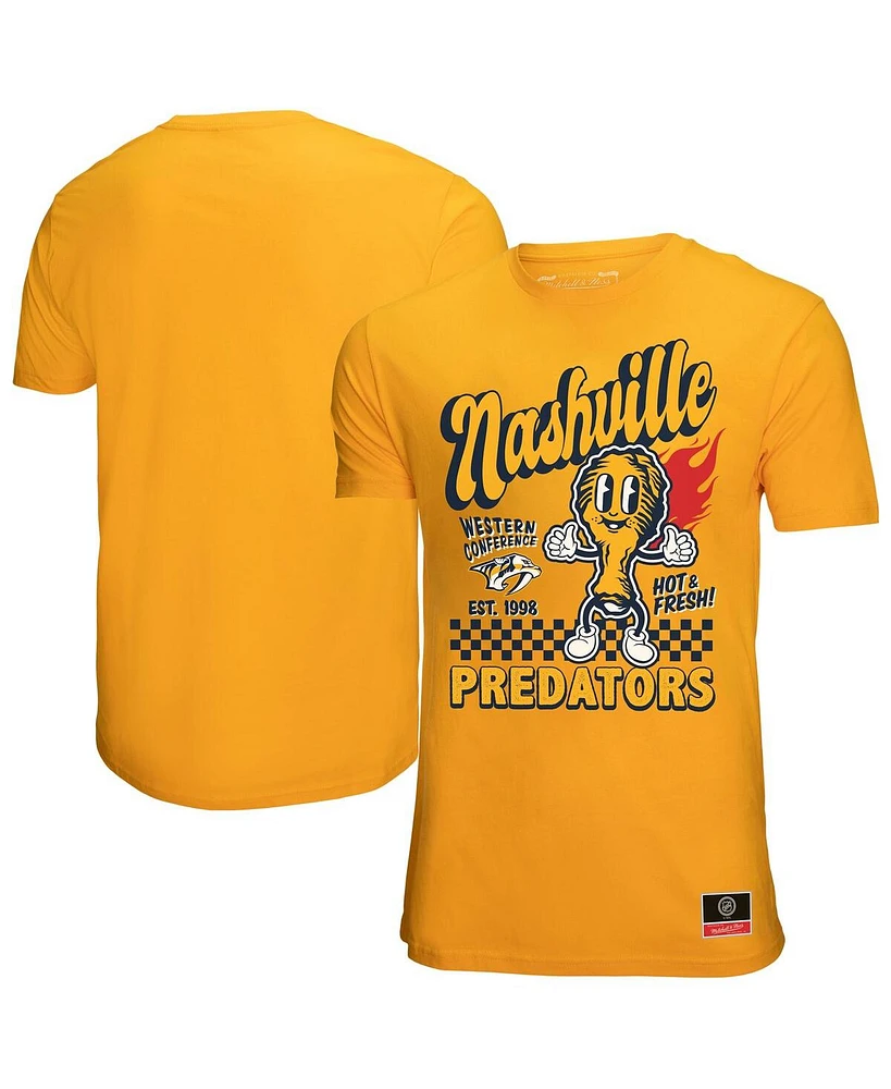 Mitchell & Ness Men's Gold Nashville Predators Local Food T-Shirt