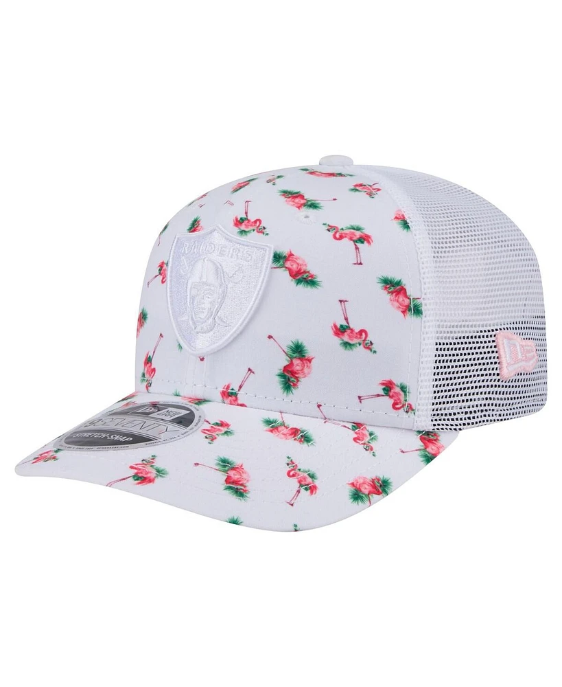 New Era Men's White Las Vegas Raiders Adventure Flamingo Pattern 9SEVENTY Stretch-Snap Hat