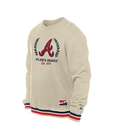 New Era Men's Cream Atlanta Braves Throwback Pullover Sweatshirt