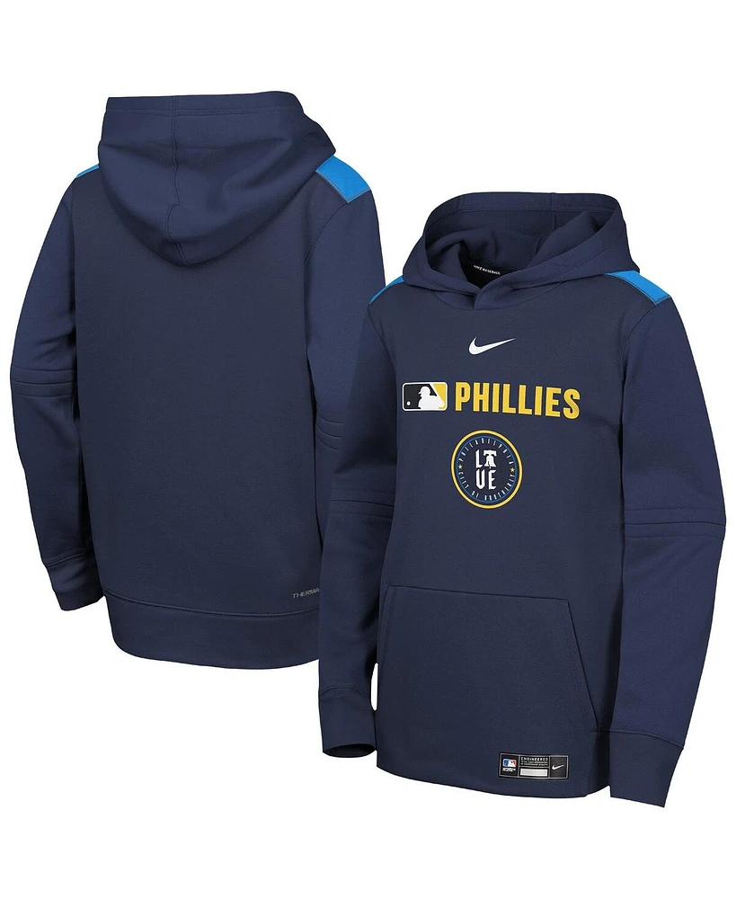 Nike Big Boys and Girls Navy Philadelphia Phillies City Connect Authentic Collection Performance Pullover Hoodie