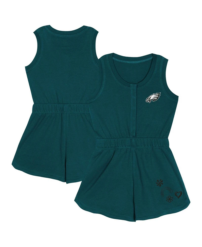 Outerstuff Girls Toddler Midnight Green Philadelphia Eagles Super Girl Romper