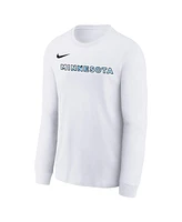 Nike Big Boys and Girls White Minnesota Timberwolves 2024/25 City Edition Wordmark Performance Long Sleeve T-Shirt
