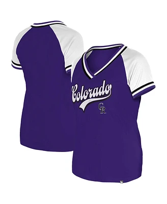 New Era Women's Purple Colorado Rockies Gameday Raglan V-Neck T-Shirt