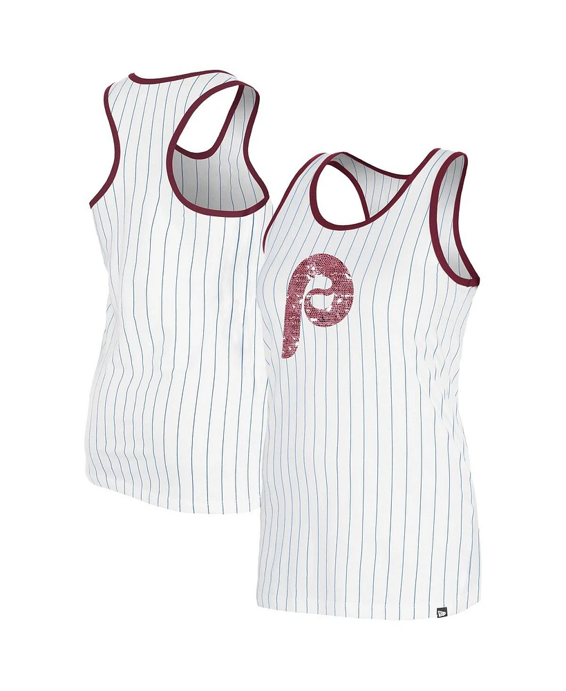 New Era Women's White Philadelphia Phillies Gameday Pinstripe Tank Top