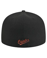 New Era Men's Black Baltimore Orioles Overlap 59FIFTY Fitted Hat