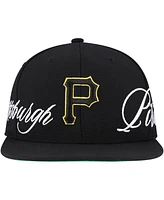 Mitchell & Ness Men's Black Pittsburgh Pirates Just Don x Mlb Lux Script Snapback Hat