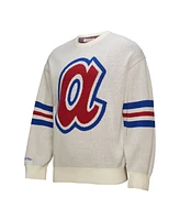 Mitchell & Ness Men's Cream Atlanta Braves Retro Pullover Sweater