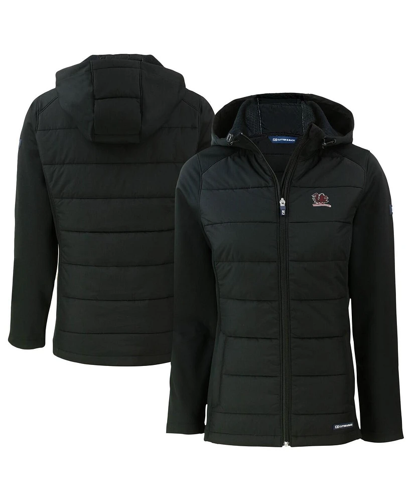 Cutter & Buck Women's Black South Carolina Gamecocks Vault Evoke Hybrid Eco Softshell Full-Zip Hooded Jacket