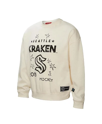 Mitchell & Ness Women's Cream Seattle Kraken Logo 3.0 Pullover Sweatshirt