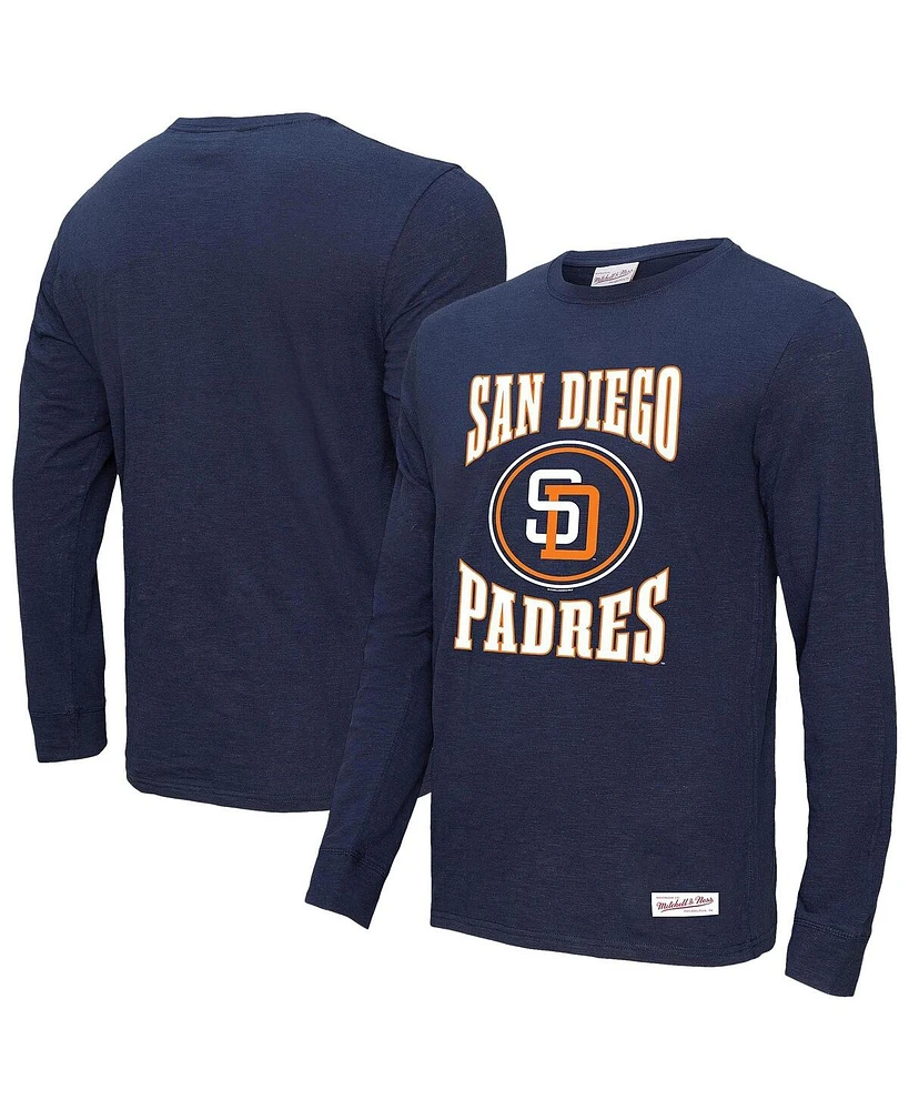 Mitchell & Ness Men's Navy San Diego Padres Arched Logo Slub Long Sleeve T-Shirt