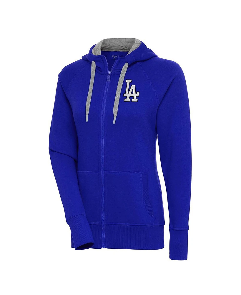 Antigua Women's Royal Los Angeles Dodgers Brushed Metallic Victory Full-Zip Hoodie Jacket