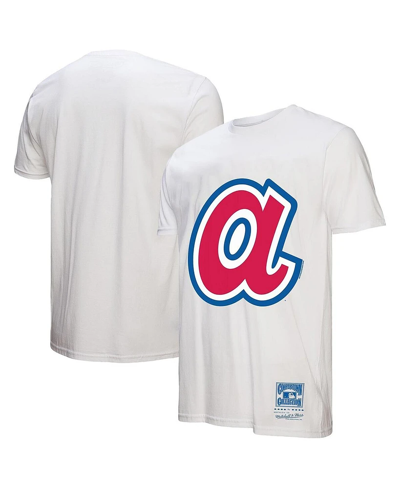 Mitchell & Ness Men's White Atlanta Braves Cooperstown Collection Logo T-Shirt