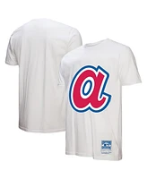 Mitchell & Ness Men's White Atlanta Braves Cooperstown Collection Logo T-Shirt