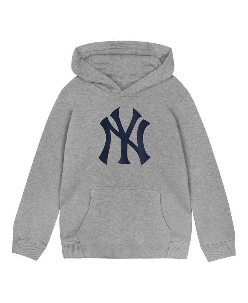 Outerstuff Toddler Heather Gray New York Yankees Primary Logo Fleece Pullover Hoodie