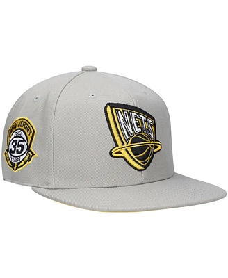 Mitchell & Ness Men's Gray New Jersey Nets Hardwood Classics 35th Anniversary Sunny Fitted Hat